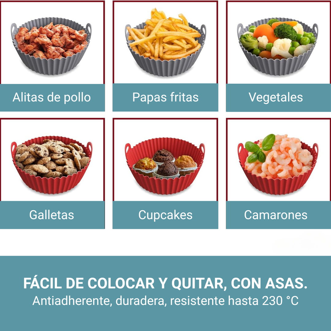 Air Fryer Liners Reutilizables – Accesorios Antiadherentes para Freidora de Aire (Rojo y Gris)
