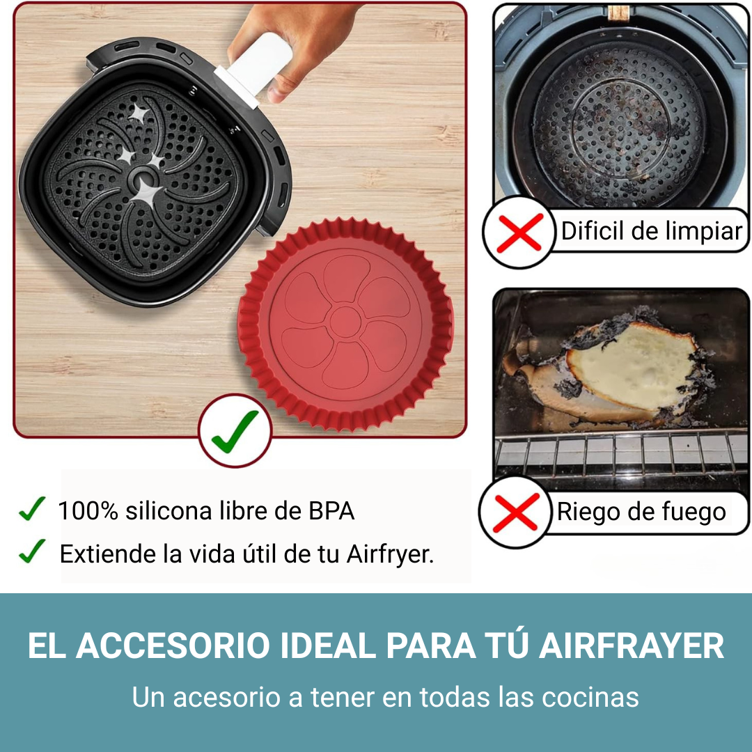 Air Fryer Liners Reutilizables – Accesorios Antiadherentes para Freidora de Aire (Rojo y Gris)