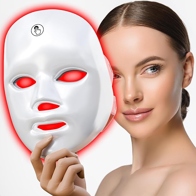 Máscara Facial LED Inalámbrica de 7 Colores, Luz LED Eléctrica Profesional, Máscara de Luz Roja para Rejuvenecimiento de la Piel, Masajeador